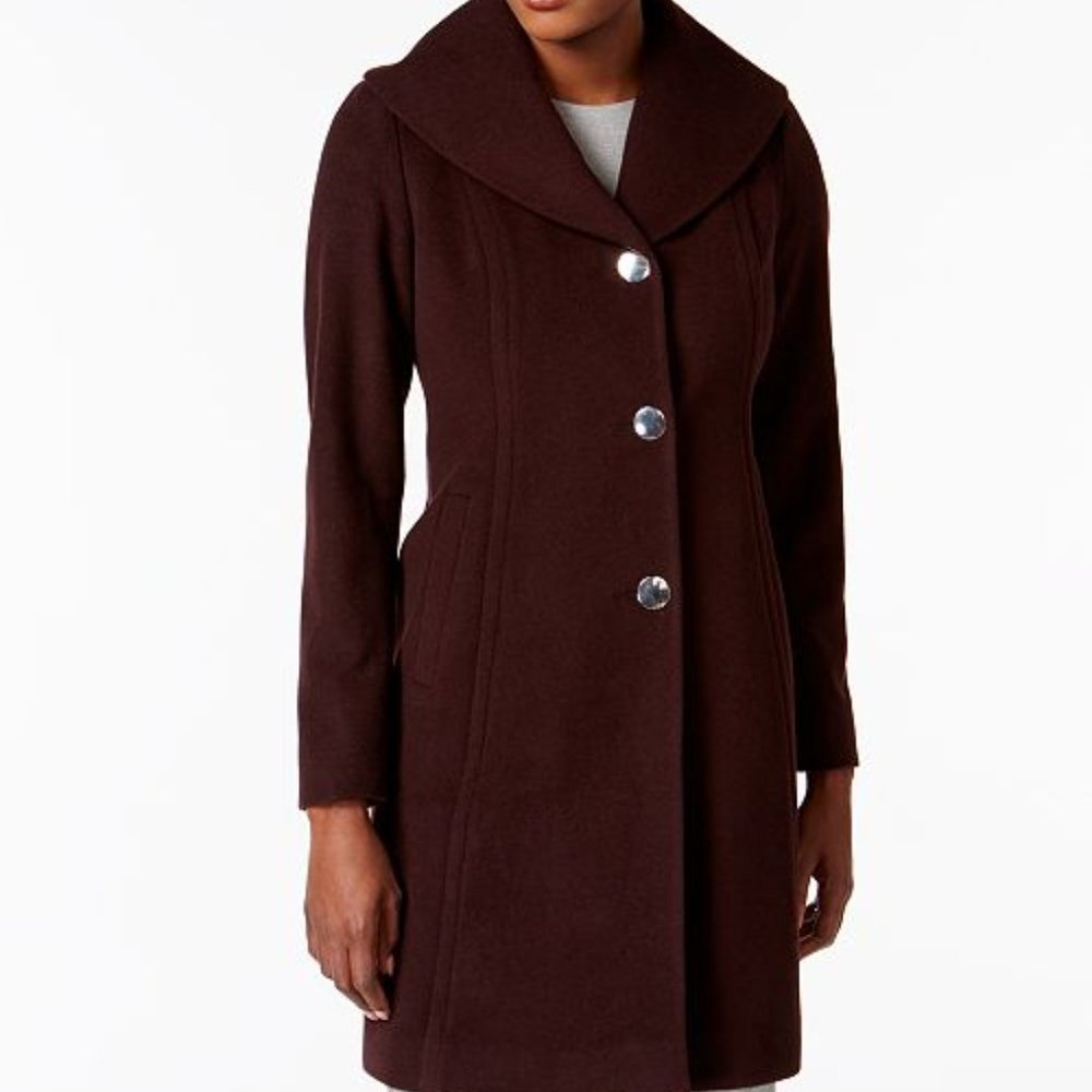 Anne Klein Shawl Collar Cashmere Blend Coat